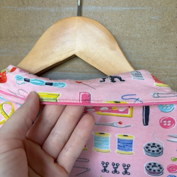 Nick & Nora Sewing Print Pajamas Pink Stretch Lounge Womens S - Picture 7 of 9